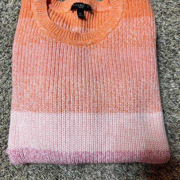 TALBOTS MULTICOLOR COTTON SHAKER SWEATER - Picture 2 of 3